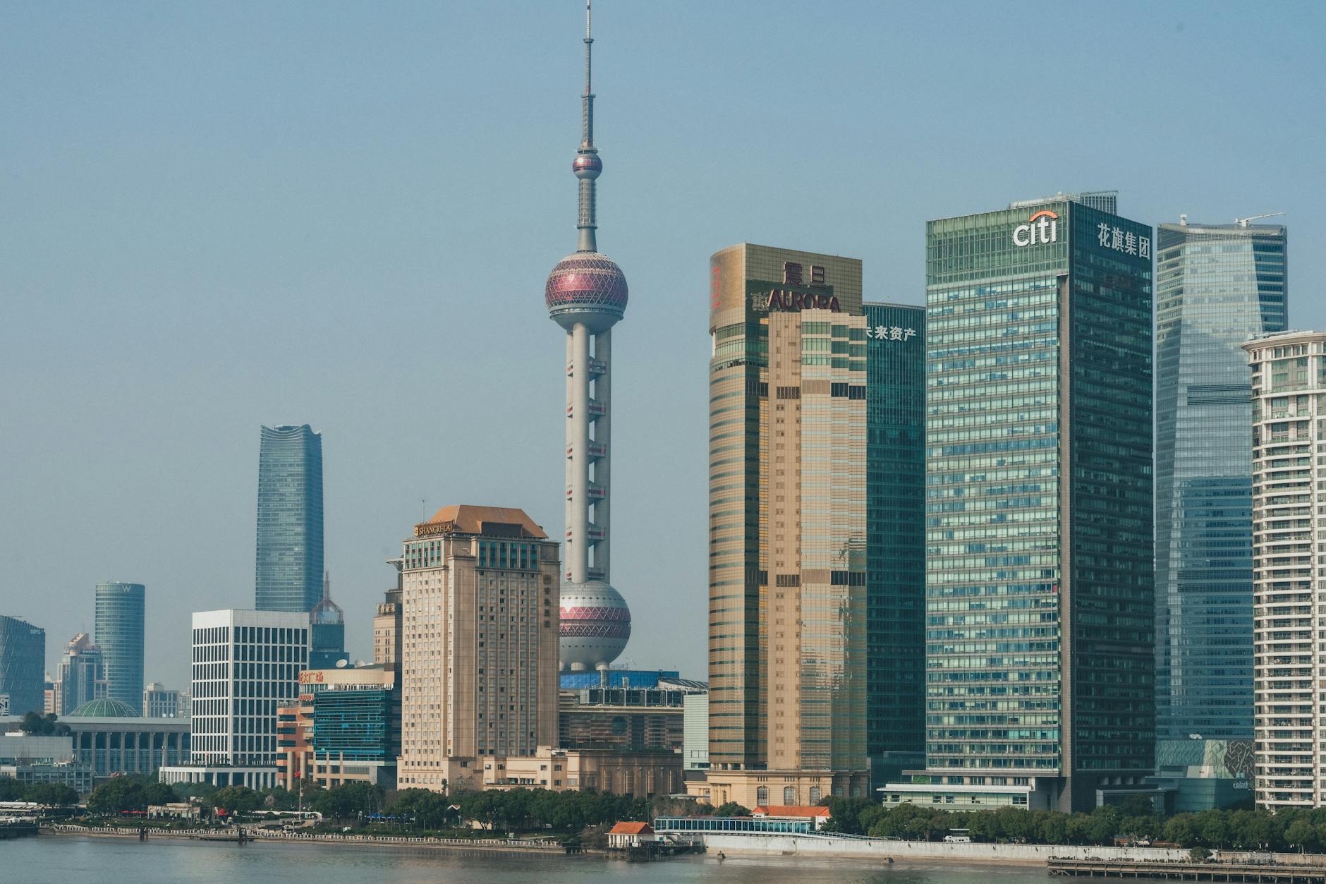 shanghai pudong skyline featuring oriental pearl tower
