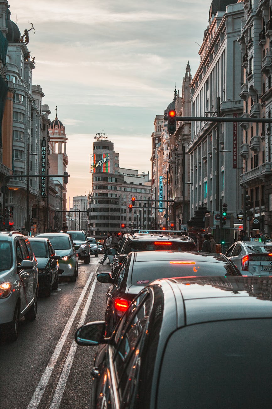 gray and black cars on road